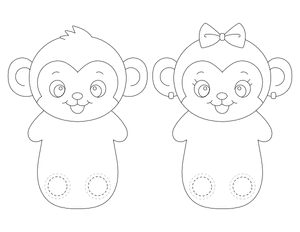 Monkey Two Finger Puppet Craft Template Printable