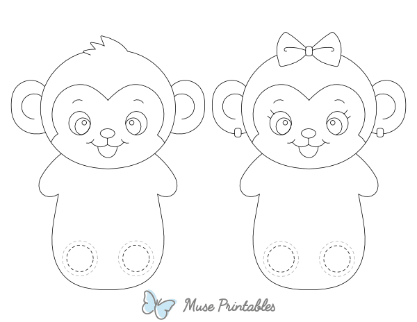 Monkey Two Finger Puppet Craft Template Printable