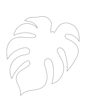 Monstera Leaf Shape Outline Craft Template Printable