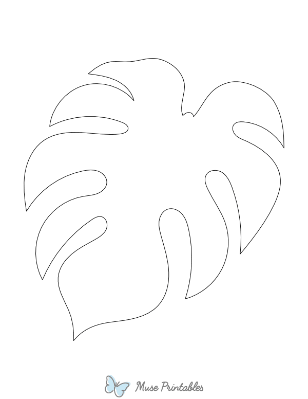 Monstera Leaf Shape Outline Craft Template
