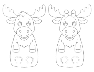Moose Two Finger Puppet Craft Template Printable