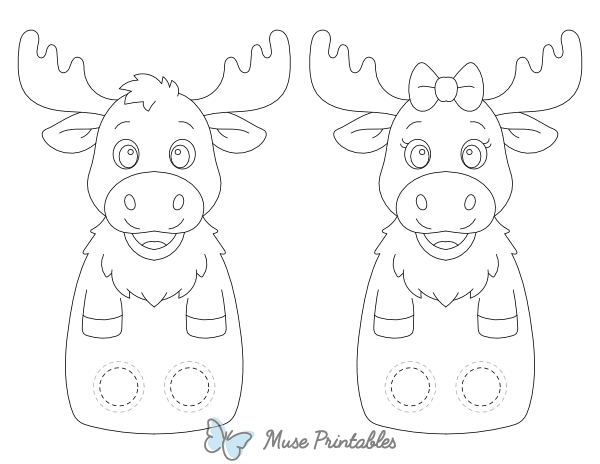 Moose Two Finger Puppet Craft Template