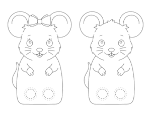 Mouse Two Finger Puppet Craft Template Printable