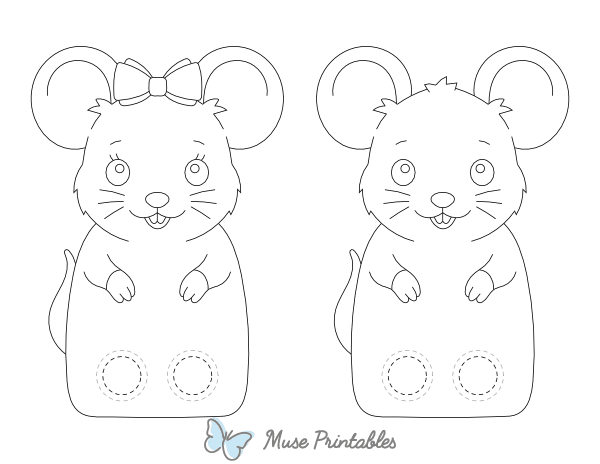 Mouse Two Finger Puppet Craft Template Printable