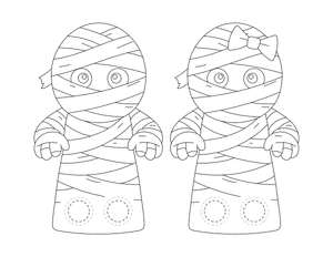Mummy Two Finger Puppet Craft Template Printable