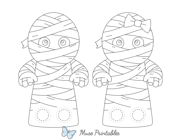 Mummy Two Finger Puppet Craft Template Printable