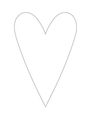 Narrow Heart Shape Outline Craft Template Printable