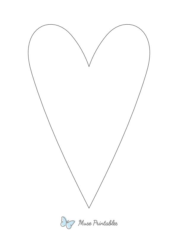 Narrow Heart Shape Outline Craft Template