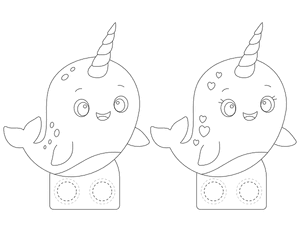 Narwhal Two Finger Puppet Craft Template Printable