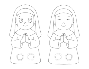 Nun Two Finger Puppet Craft Template