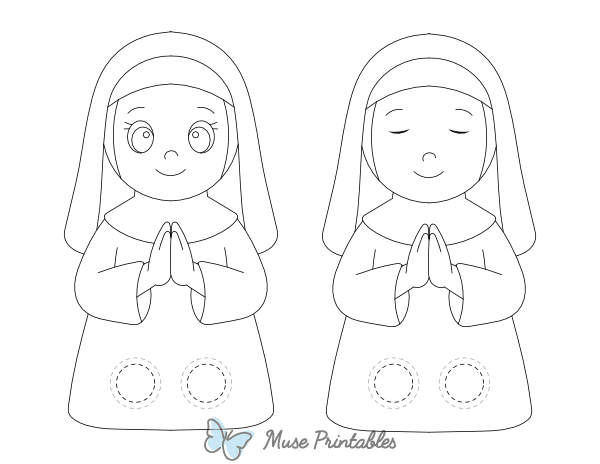 Nun Two Finger Puppet Craft Template
