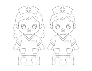 Nurse Two Finger Puppet Craft Template
