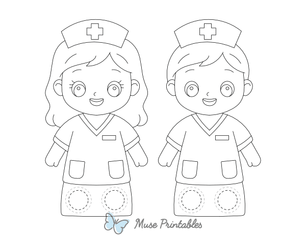 Nurse Two Finger Puppet Craft Template