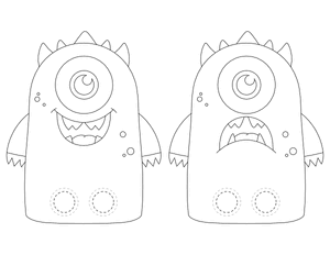 One Eyed Monster Two Finger Puppet Craft Template