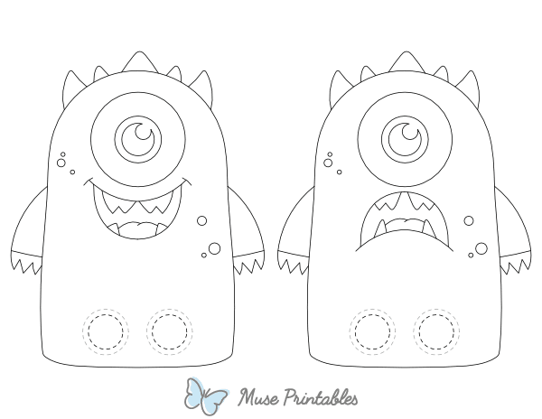 One Eyed Monster Two Finger Puppet Craft Template