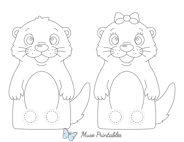 Otter Two Finger Puppet Craft Template