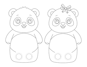 Panda Two Finger Puppet Craft Template Printable