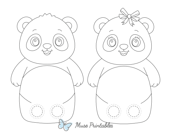 Panda Two Finger Puppet Craft Template