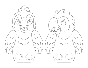 Parrot Two Finger Puppet Craft Template