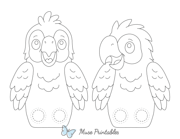 Parrot Two Finger Puppet Craft Template