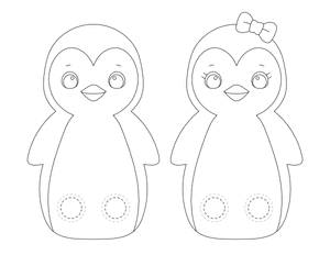Penguin Two Finger Puppet Craft Template