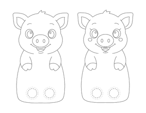 Pig Two Finger Puppet Craft Template
