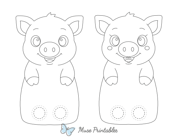 Pig Two Finger Puppet Craft Template