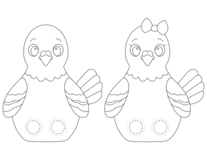 Pigeon Two Finger Puppet Craft Template Printable