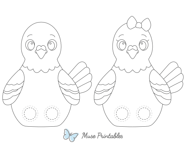 Pigeon Two Finger Puppet Craft Template