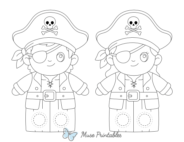 Pirate Two Finger Puppet Craft Template Printable