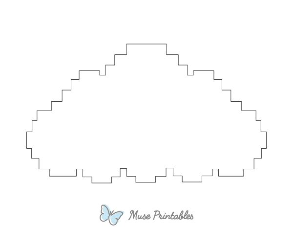 Pixel Cloud Shape Outline Craft Template