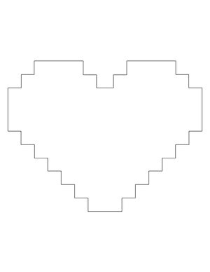 Pixel Heart Shape Outline Craft Template
