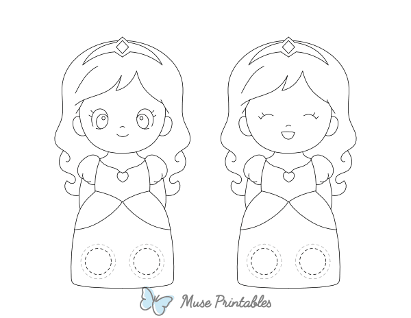 Princess Two Finger Puppet Craft Template