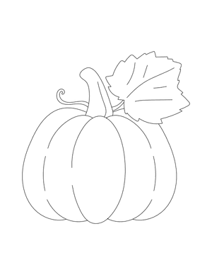 Pumpkin With Leaf Outline Craft Template Printable