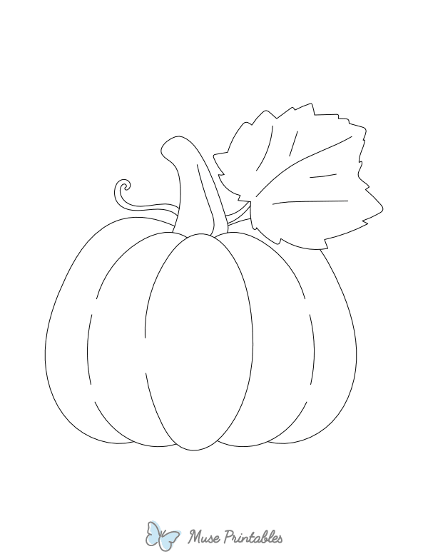 Pumpkin With Leaf Outline Craft Template Printable