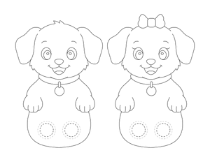 Puppy Two Finger Puppet Craft Template Printable