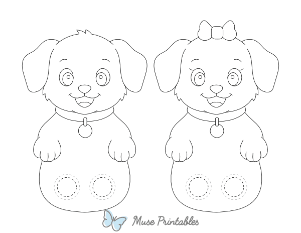 Puppy Two Finger Puppet Craft Template Printable