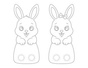 Rabbit Two Finger Puppet Craft Template Printable