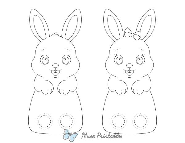 Rabbit Two Finger Puppet Craft Template Printable
