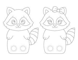 Raccoon Two Finger Puppet Craft Template