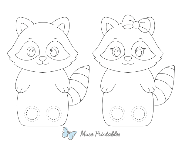 Raccoon Two Finger Puppet Craft Template