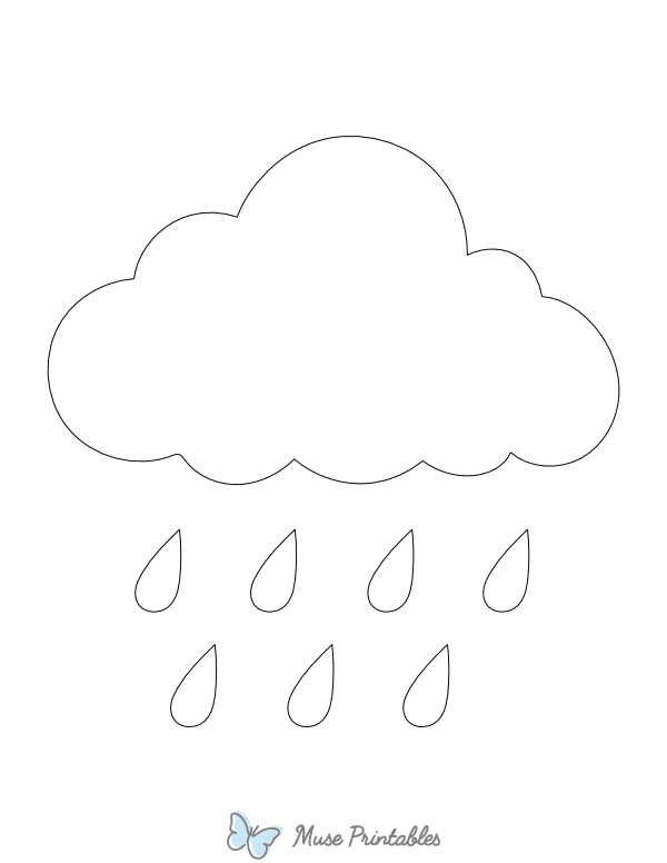 Rain Cloud Shape Outline Craft Template