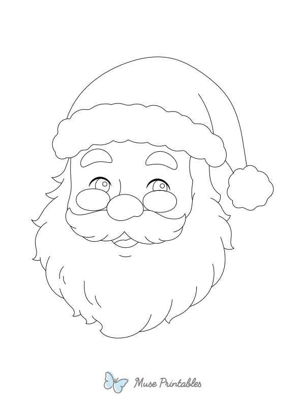 Realistic Santa Claus Face Outline Craft Template Printable
