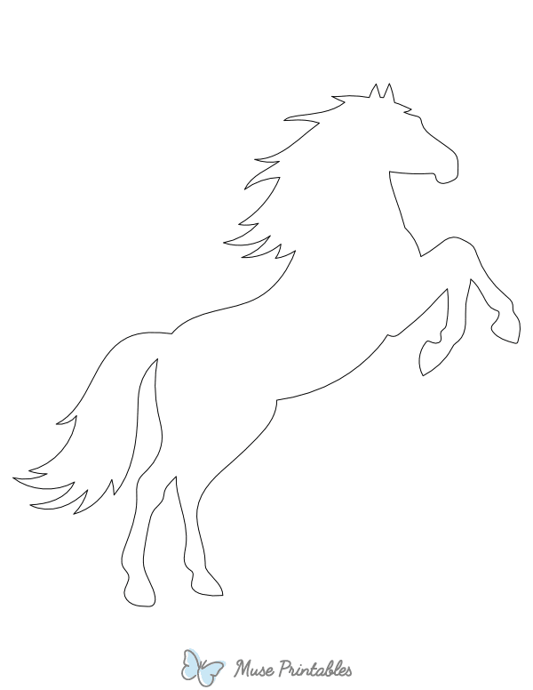 Rearing Horse Shape Outline Craft Template