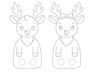 Reindeer Two Finger Puppet Craft Template