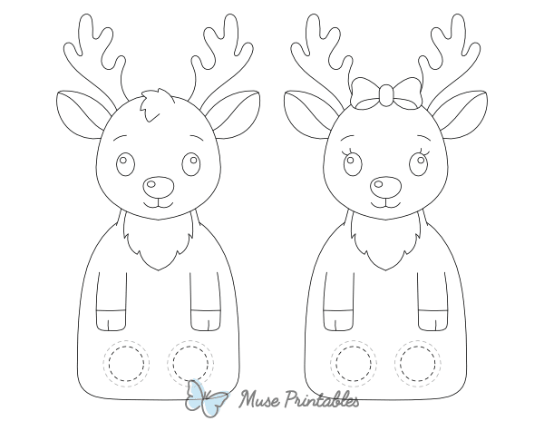 Reindeer Two Finger Puppet Craft Template
