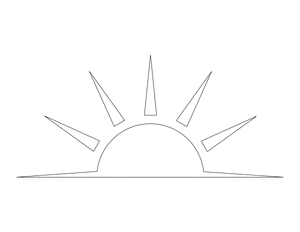 Rising Sun Shape Outline Craft Template Printable