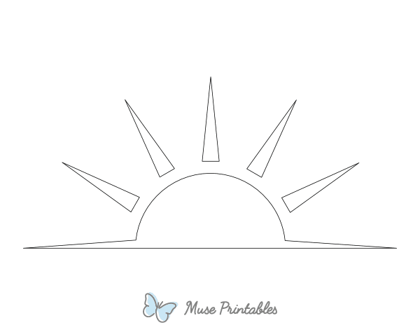 Rising Sun Shape Outline Craft Template Printable