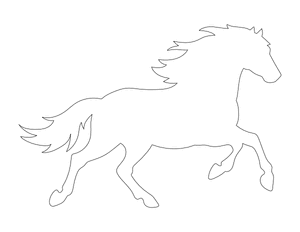 Running Horse Shape Outline Craft Template Printable