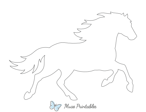 Running Horse Shape Outline Craft Template